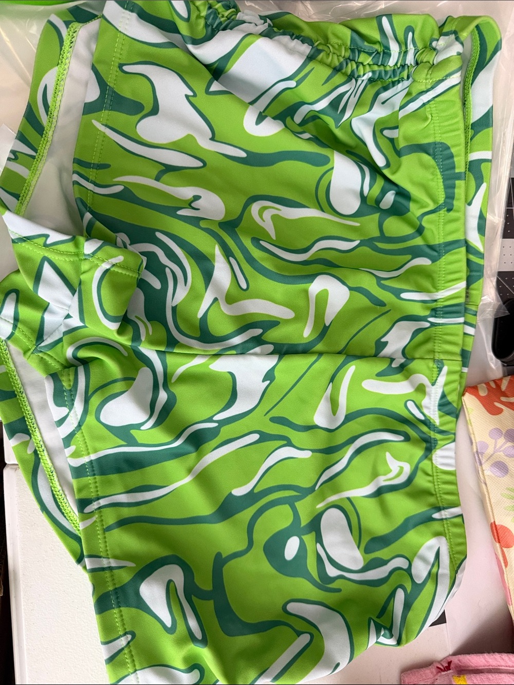 Women's Neon Green Flounce Tankini and shorts swim suit 2xl-1144 - Picture 5 of 10